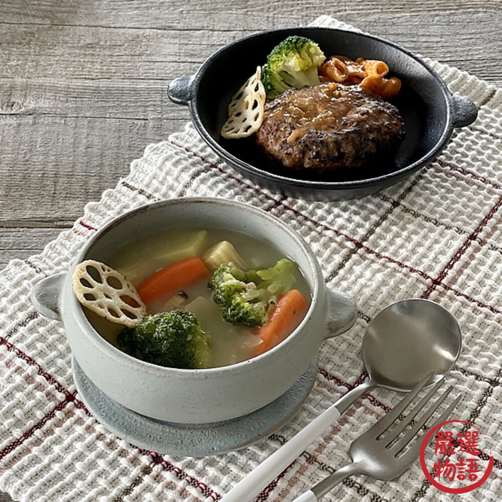 日本製 雙耳陶碗 附蓋子 沙拉碗 濃湯碗 麥片碗 燉菜碗 啞光色 陶器餐具 日式餐具 西餐餐具-thumb