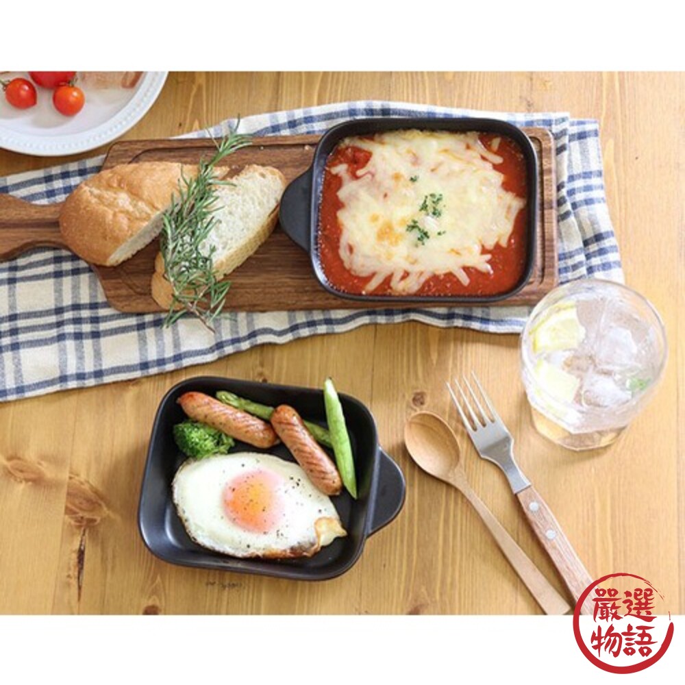 日本製 萬古燒 單把焗烤盤 2入 單柄焗烤盤 烤盤 陶盤 早午餐 漢堡排 烤魚 耐熱陶瓷-圖片-2