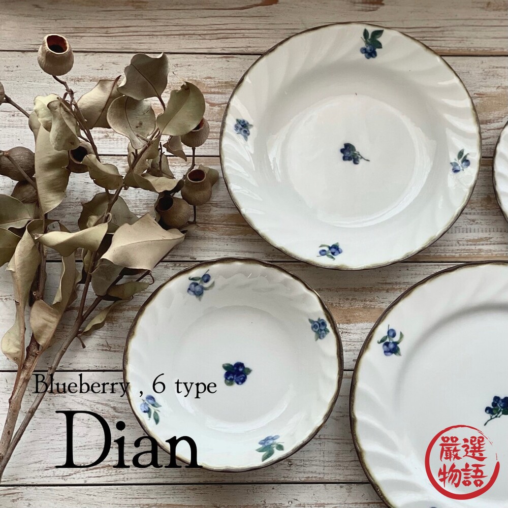 日本製 Dian藍莓復古陶瓷盤 美濃燒 餐盤 餐碗 深盤 湯碗 碗 復古盤 麥片碗 甜點盤 橢圓盤-thumb