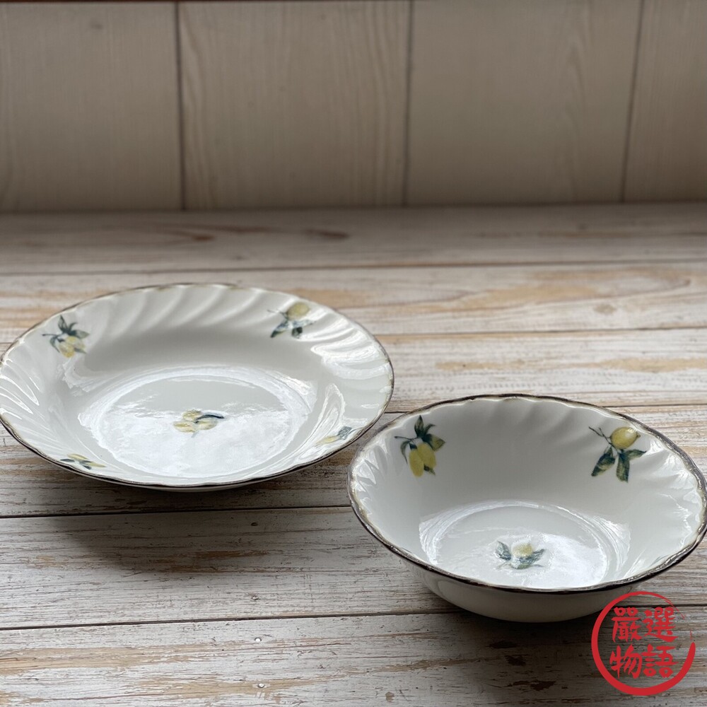 日本製 Dian檸檬復古陶瓷盤 美濃燒 餐盤 餐碗 盤子 湯碗 碗 復古盤 麥片碗 甜點盤 橢圓盤-thumb