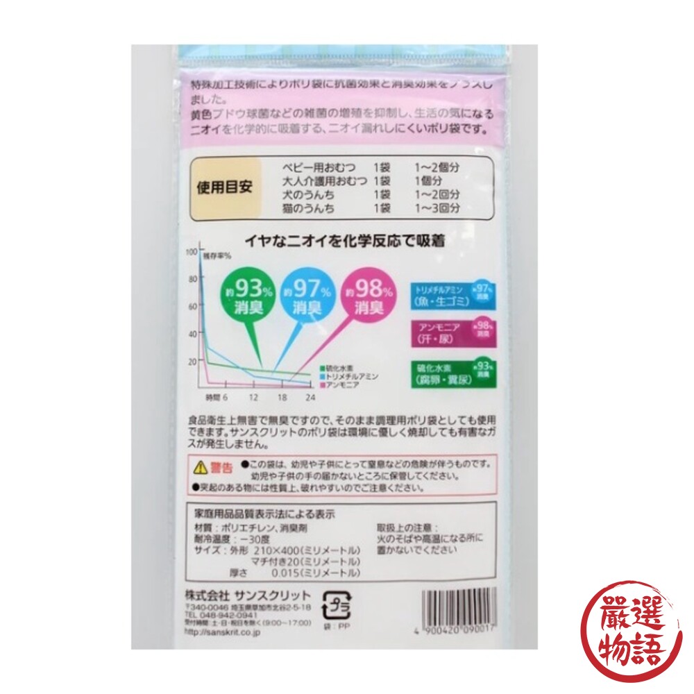 日本製 尿布異味消臭袋 寵物便便 垃圾袋  塑膠袋 廚餘袋 海鮮 尿布 廚餘 消臭 抗菌 除臭-圖片-6
