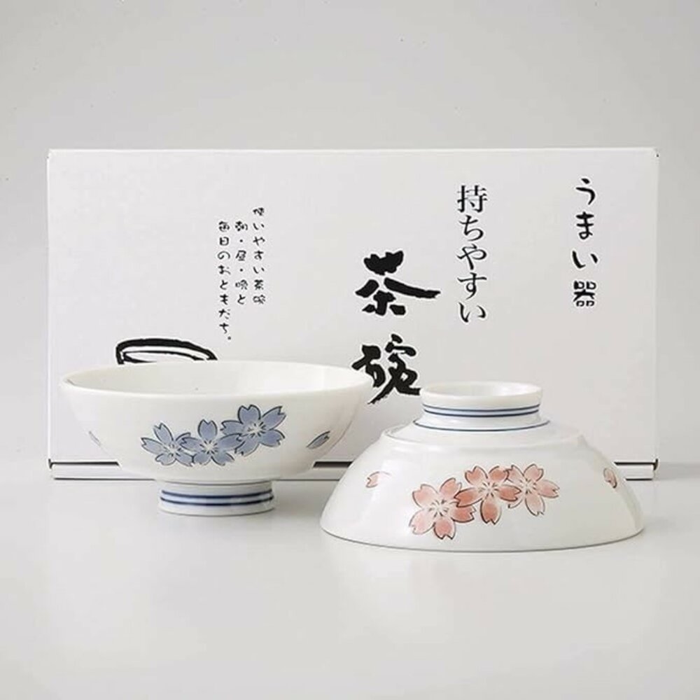 SF-018589-日本製 吉野櫻茶碗 2入 碗 陶瓷碗 飯碗 湯碗 茶碗 平碗 情侶碗 夫妻碗