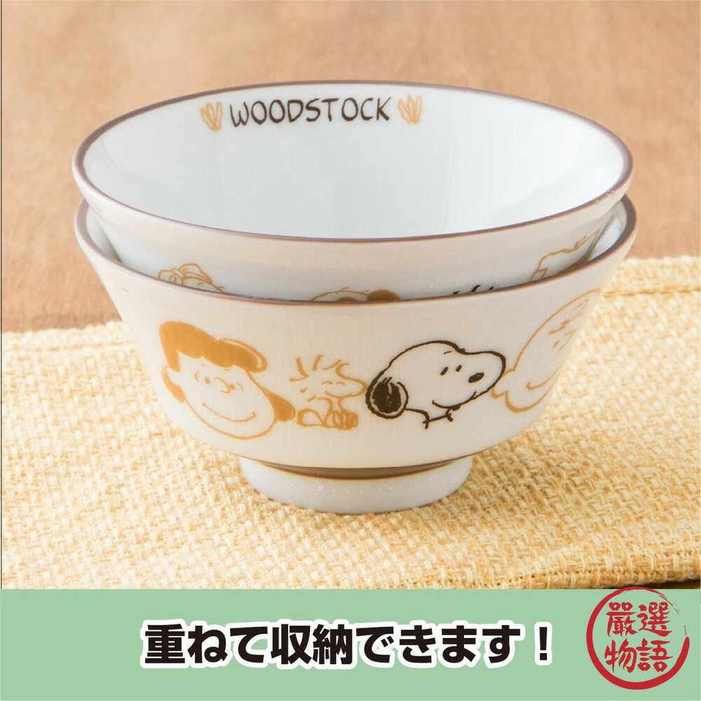 SF-018623-日本製 美濃燒 SNOOPY 陶瓷餐碗 2入 史奴比 陶瓷碗 飯碗 湯碗 碗公